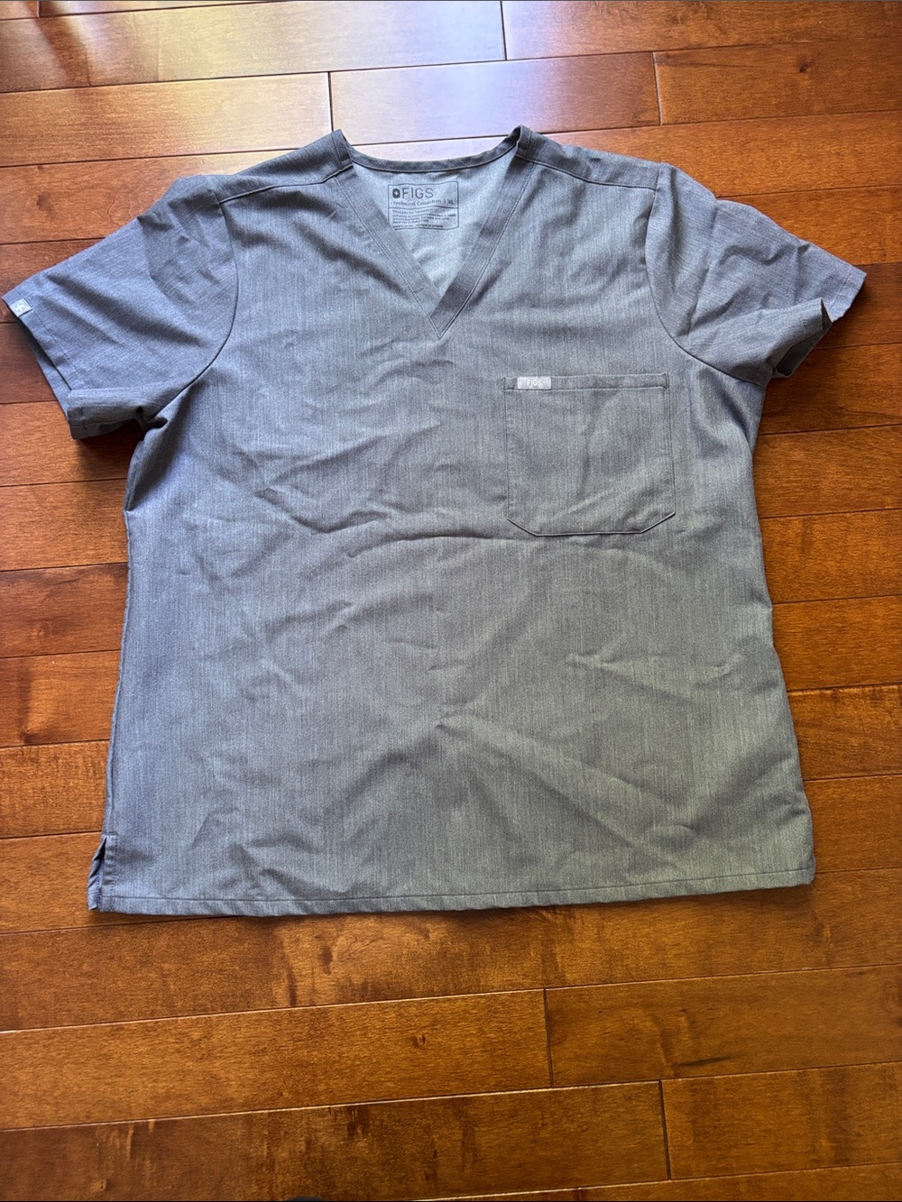 FIGS Women Short Sleeve V-Neck Scrub Top - Gray